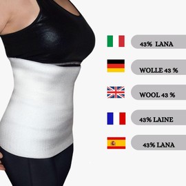 BODYPERFECT Kidney Warmer Men and Women, Heat Belt, Back Warmer, Men's Kidney Belt, Kidney Protection, Thermal Strap, Body Warmer Made of Wool (White, XXL)