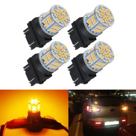 iFunyLED 4PCS 3157 LED Bulb Turn Signal Light 12V-24V Super Bright 3156 3056 3057 3047 LED Replacement Light Kit Set for Car Tail Brake Turn Signal Lights - Amber Yellow