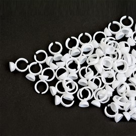 100 Pieces Lash Glue Holder Rings Cups Pigment Rings False Eyelash Extensions Beauty Tool (White S)