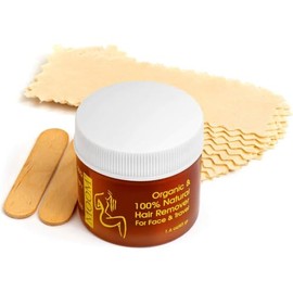 MOOM - Kit de depilación de cera de azúcar facial, cera de cejas para mentón, labio, 1.6 onzas | Travel Facial Hair Removal Kit with Aloe Vera, Tea Tr