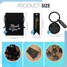 Sasylvia 108 Pcs Thank You Gifts for Employee 36 Set Employee Appreciation Keychain Christmas Appreciation Keychain Gifts (Black)