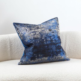 THE-TINOART Navy Throw Pillow Covers GlitterGold Splashed Jacquard Cushion Cover Luxury Reversed Velevt Decorative Pillow Covers for Couch Living Room Bedroom 22x22inch 1Piece