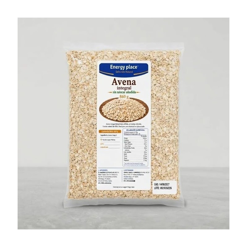 Avena Integral Natural en Hojuelas 860g. Energy Place