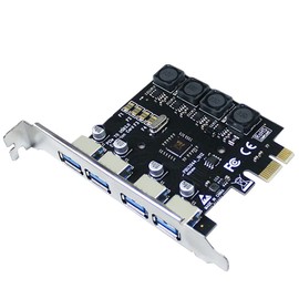 IDEAPRO USB 3.0 Expansion Board, Interface Board, 4 Ports, No Auxiliary Power Required, PCI-E Card, PCI Express x1, 5Gbps High Speed Transmission