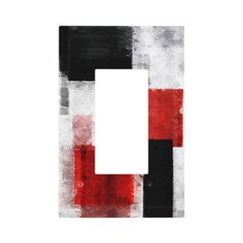 Red Black Grey Abstract Painting 1 Gang Rocker/Decora Decorator Outlet Light Switch Wall Plate Cover Faceplate Decorative Switchplat