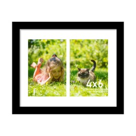 VIOLABBEY 8x10 Double Picture Frame in Black - Displays Two 4x6 Photos or One 8x10 Without Mat - Picture Frames Collage with Stand and Dual Hooks for Horizontal and Vertical Wall Decor,Plexiglass