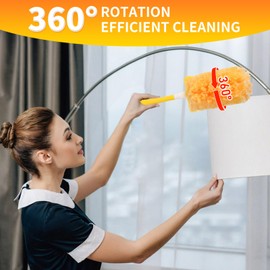 Dusters Refill Compatible with Swiffer Dusters for Cleaning, with 1 Handle, Multisurface 360° Dusters with 4X Microfibers, Disposable Heavy Duty Duster Refills, Helps Remove Allergens,36count