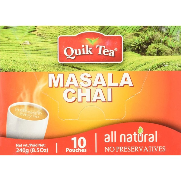 Quik Tea Masala Spiced Chai - 10 Pouches (Pack of