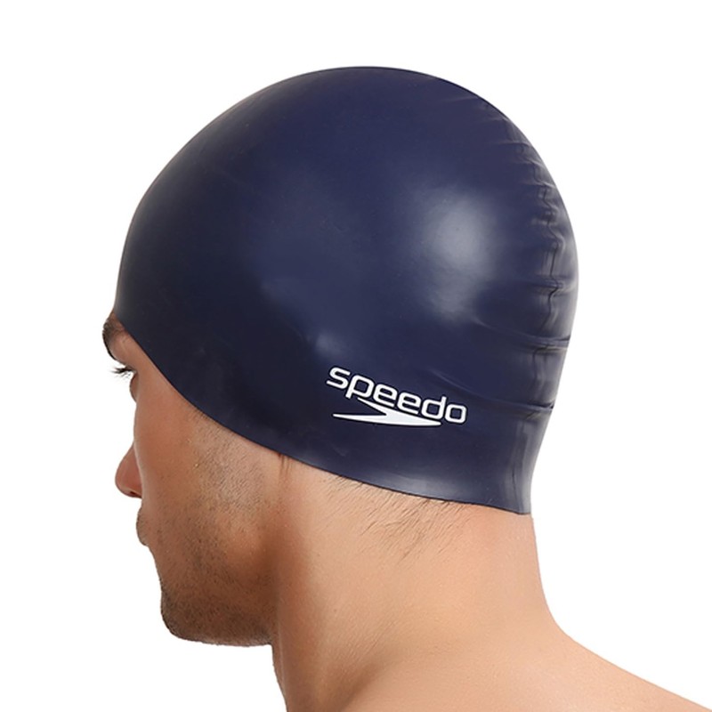 Speedo Unisex Flat Silicon Swim Cap | Hair Protect, Navy,