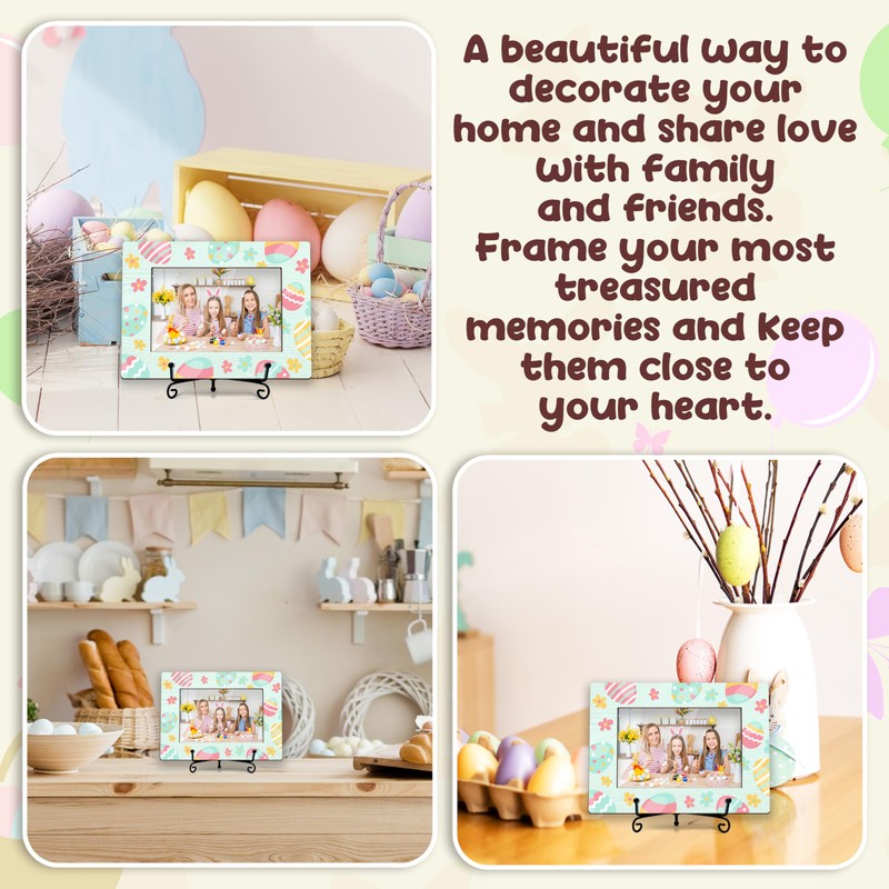 HJLLOQR Easter Photo Frame, Happy Easter Wooden 4x6 Picture Frame
