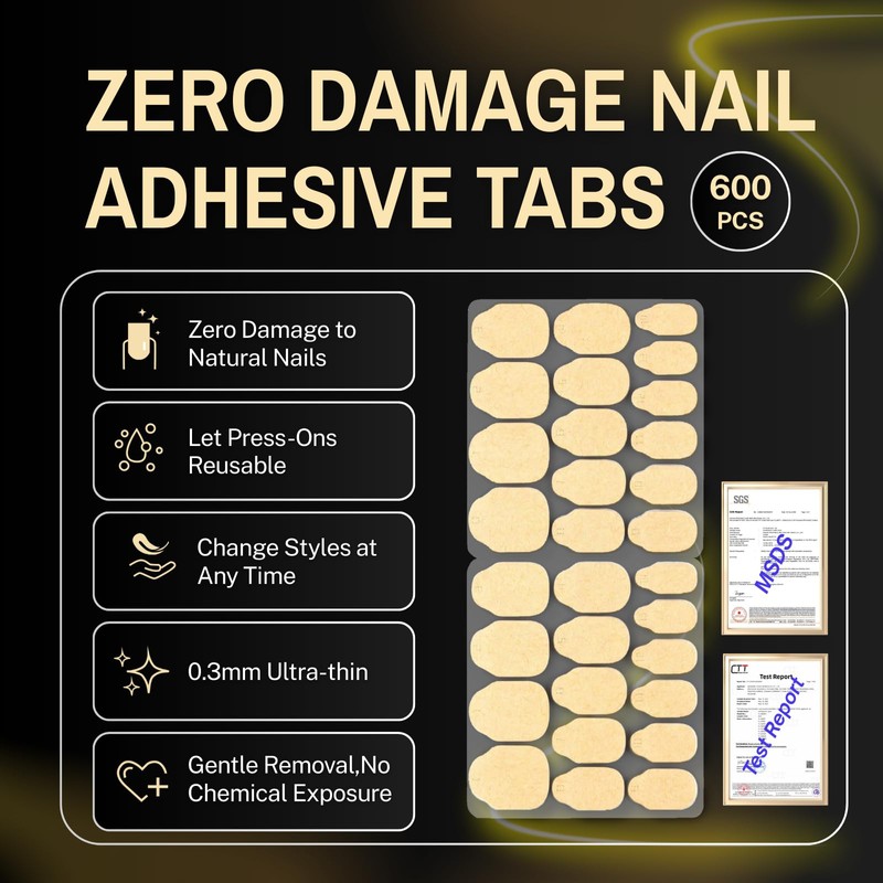 20 Sheets 600PCS Nail Sticky Tabs, Zero Damage Nail Glue