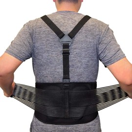 AllyFlex Sports - Back Support Belts with Y-Suspenders and 3D Lumbar Pads, Back Brace for Lower Back Pain, Compression Lumbar Support with Breathable Lining, Medium