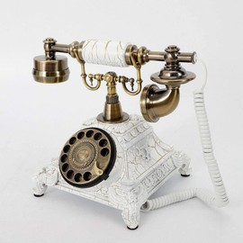 Antique Desk Phone Antique Desk Style Telephones Rotary Dial Phone Old Fashioned Handset Desk Telephone Dial Phone Decor/Gift with Speaker (White)
