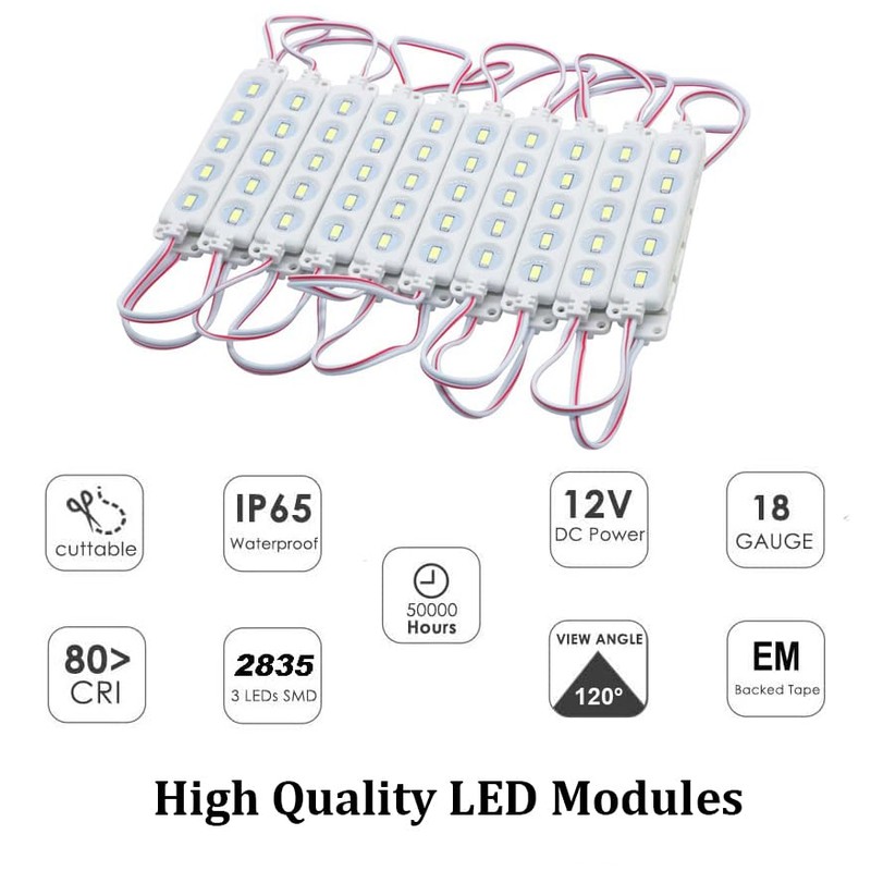 niccryle LED Strip Light, 100pcs LED Module DC12V 1.44W Replacement