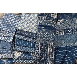 Da Gama Textiles Washed Indigo Fabric 28 Samples  Da Gama Textiles Varied Patterns 4-12 "x 15-36"