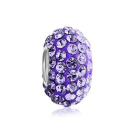 Sterling Silver Purple Crystal Bead Charm