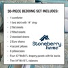 Stoneberry Home 30-Piece Complete Bedding Set with Comforter, Fitted Sheets,