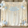 Cream White Backdrop Curtains with Lights for Parties,10x10FT Wrinkle Free