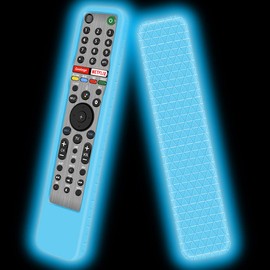 Mydrissu Protective Case for Sony RMF-TX600U RMF-TX600E RMF-TX621U Smart TV Remote Silicone Battery Back Cover Holder Shockproof Covers for Sony RMF-TX500U RMF-TX500E Remote Control (Glow Blue)