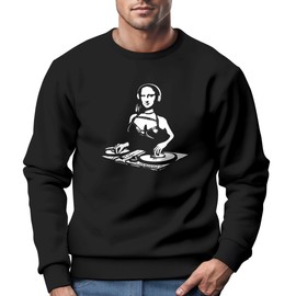 Neverless® Mona Lisa Techno Festival DJ Electronic Music Rave Men's Printed Sweatshirt Fashion Street Style, Mona Lisa Dj Black