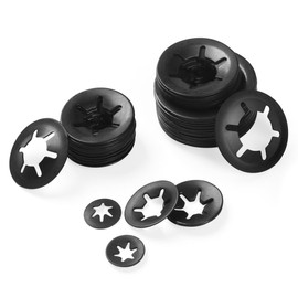 BOUMVID Pack of 50 M8 Starlock Washers, Black Circlips Clamping Ring Clamping Discs, 65Mn Manganese Steel Inner Tooth Starlock Washers, Speed Tooth Lock Washers