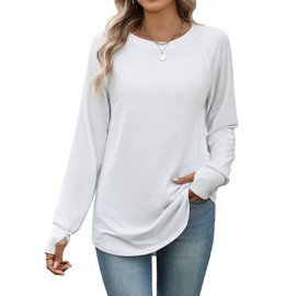 Zeagoo Long Tshirts For Women Tunic Tee Cotton Shirts Tops To Wear With Leggings Fall Fashion 2025 T-shirt White
