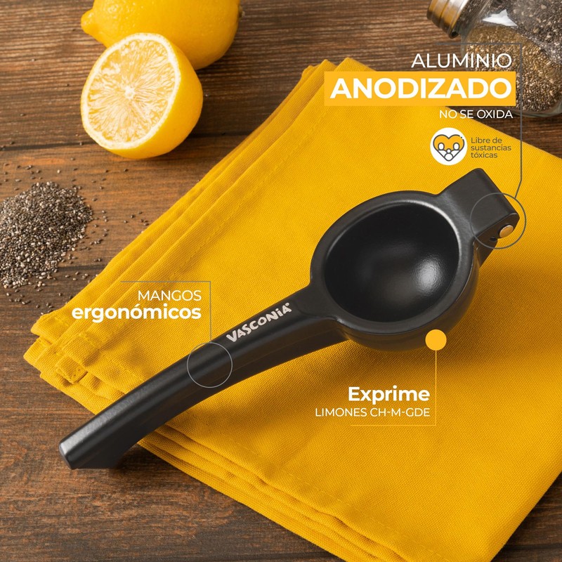 Exprimidor Grande de Limones Vasconia Básicos Color Negro, Hecho de