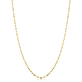 Yellow Gold Over Sterling Silver Round Cable Chain Necklace (2.1 mm, 16 inch)