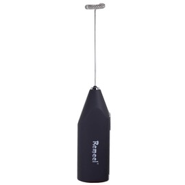 Remeel Handheld Milk Frother with Stainless Steel Whisk, Portable and Powerful Foam Maker for Morning Coffee, Latte, Cappuccino, Hot Chocolate (Black)