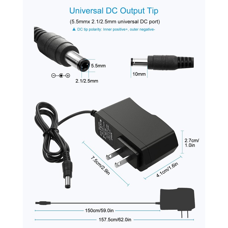 ALITOVE DC 12V 1A Power Supply 12W AC Adapter 100~240V