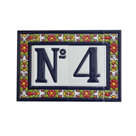 Spanish Floral Letter Ceramic Tiles with Frame - Letter A