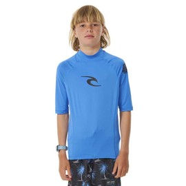 RIP CURL Boys Brand Wave Short Sleeve Rash Vest Top - Blue Gum - UV Sun Protection and SPF Properties
