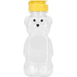 2 Pcs Plastic Bear Honey Bottle Jars with Yellow Flip-top Lid Empty Honey Squeeze Bottle for Storing and Dispensing Condiment Squeeze Bottles (8 Oz)