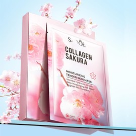 10pcs Sakura Collagen Mask, Moisturising & Refreshing, Tender Skin Mask, Whitening, Strengthening Barrier, Replenishing Moisture
