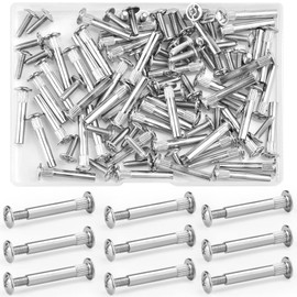 KARBAG 50PCS Cupboard Joining Bolts, Nickel M4 Furniture Connecting Screws Bolts Metal Connecting Screws Bolts Kitchen Cabinet Carcase Connectors for Connecting Furniture, Cupboard, Cabinet(31-40mm)