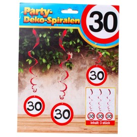 Set of 3 Spiral Birthday Party 30 Years Birthday Decoration