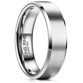 King Ring 6mm Tungsten Ring – Super Polished Matt Silver Rings For Men & Women Mens Wedding Band for Him & Her K13 – Silver 9