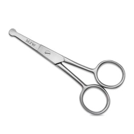MJW Nose and Ear Hair Scissors - Stainless Steel Facial Hair Cutting Scissors with Rounded Tip for Moustaches, Eyebrows and Beard - Grooming Scissors for Men and Women