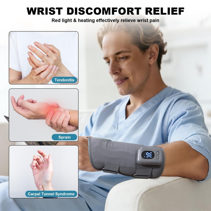 Infrared Red Light Therapy Wrist Brace, Right Left Hand Red