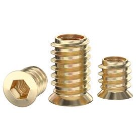 GUEEYUAW Screw Nuts M10 x 25 mm, Threaded Insert Wood, Insertion Nuts, Galvanised Screw-In Nuts, Screw-In Sleeve, Pack of 14