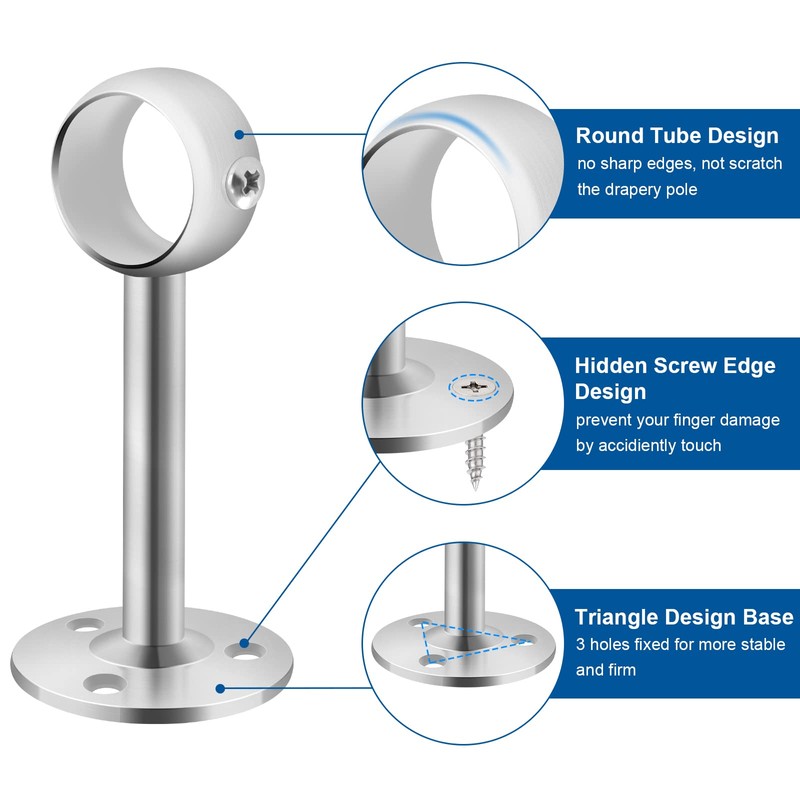 Ceiling Curtain Rod Brackets, Heavy Duty Curtain Rods Hooks, Stainless