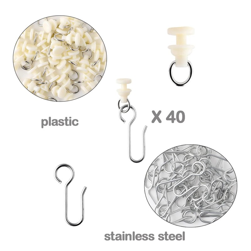 80 Pieces Curtain Hooks Gliders Curtain Gliders Shower Curtain Hooks