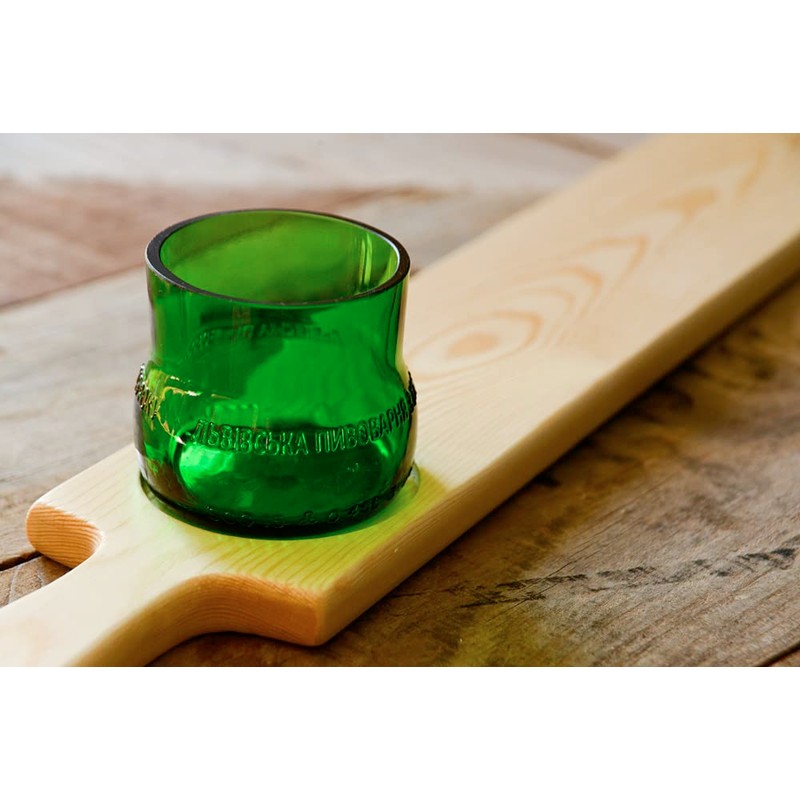 Eco-friendly Handmade pine baguette French bread board with glass dish,