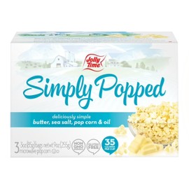 Jolly Time Simply Popped - Lightly Salted Microwave Popcorn, 3oz Sharing Bag, 3 Bags Per Carton (Simply Popped Butter, 3 Ounce (Carton of 3))