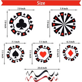 Happium 9PCS Casino Theme Swirls Streamers - Casino Theme Hanging Swirls, Poker Night Birthday Theme Decorations, Casino Hanging Swirl Decorations, Las Vegas Party Supplies (Black, Red, White)