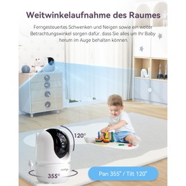 comfyer babyphone mit Kamera Tragbares Vox-Funktion Temperatursensor Nachtsicht-Video-Babyfon 2,4 Ghz, Kamera Überwachung Innen Baby Monitor Gegensprechanlage Schlaflieder Lange Akkulaufzeit, 1080P