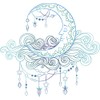 Divine Designs Retro Blue Purple Boho Crescent Moon Cartoon Vinyl