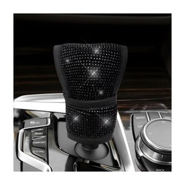 ZNDAW Bling Auto Gear Shift Knob Cover, Rhinestone Glitter Shifter Stick Protector for Girls Women, Sparkly Diamond Transmission Gear Shift Lever Knob Cover for Cars Trucks SUVs (Black)