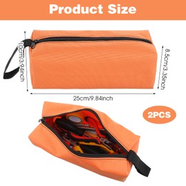 oruola 2pcs Small Tool Bag,Canvas Zipper Small Tool Bags,Zippered Canvas Pouches,Small Tool Pouch for Men Women,Multipurpose Tool Organizer Storage Bag for Screwdriver,Bolts,Nuts,Nails,Black & Orange