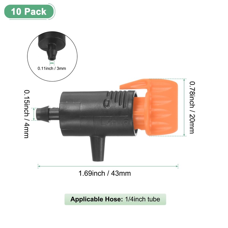 M METERXITY 10-Pack Flag Irrigation Dripper Emitter, 0-200L/H Plastic Drip
